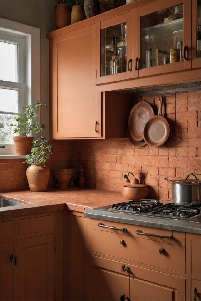 cabinet refinishing, cabinet transformation, terracotta cabinets, rustic cabinet makeover, cabinet renovation, terracotta kitchen, rustic decor interior