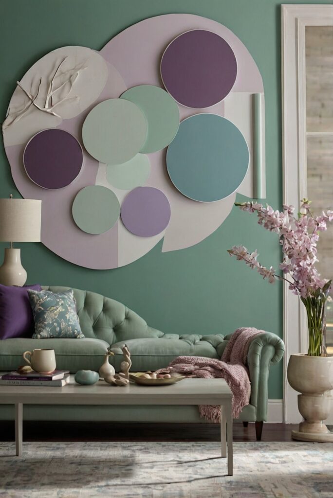 Sea Green and Orchid Purple, home decorating, home interior, interior design, space planning, kitchen designs