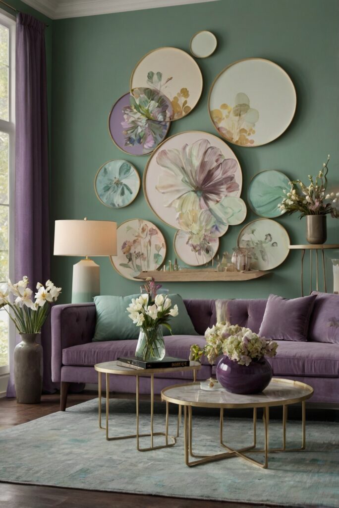 seafoam green, eggplant, home decor, interior design, space planning