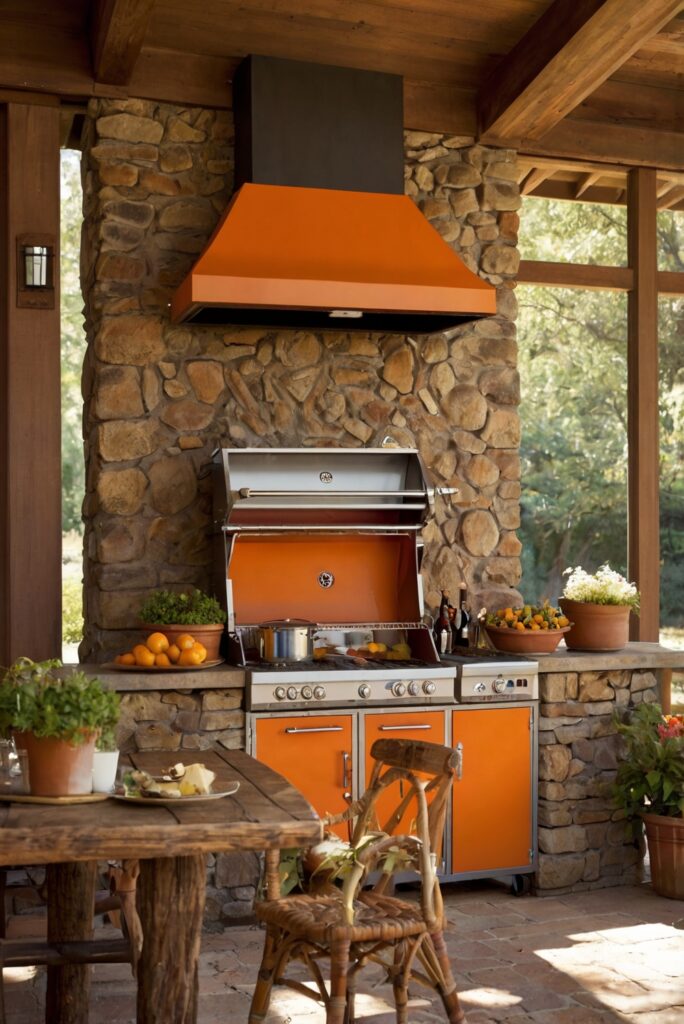 rustic outdoor kitchen, outdoor appliances, outdoor kitchen appliances, outdoor stove, outdoor refrigerator, outdoor grill, outdoor sink home decorating, home interior, home interior design, space planning, interior design space planning, interior bedroom design, kitchen designs