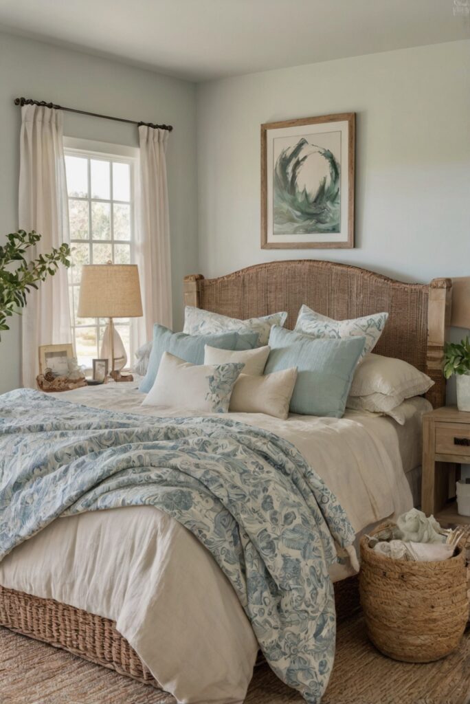 coastal bedroom decor, coastal bedroom design, bedroom interior design, beach themed bedroom decor, coastal bedroom colors, beach house bedroom, ocean inspired bedroom