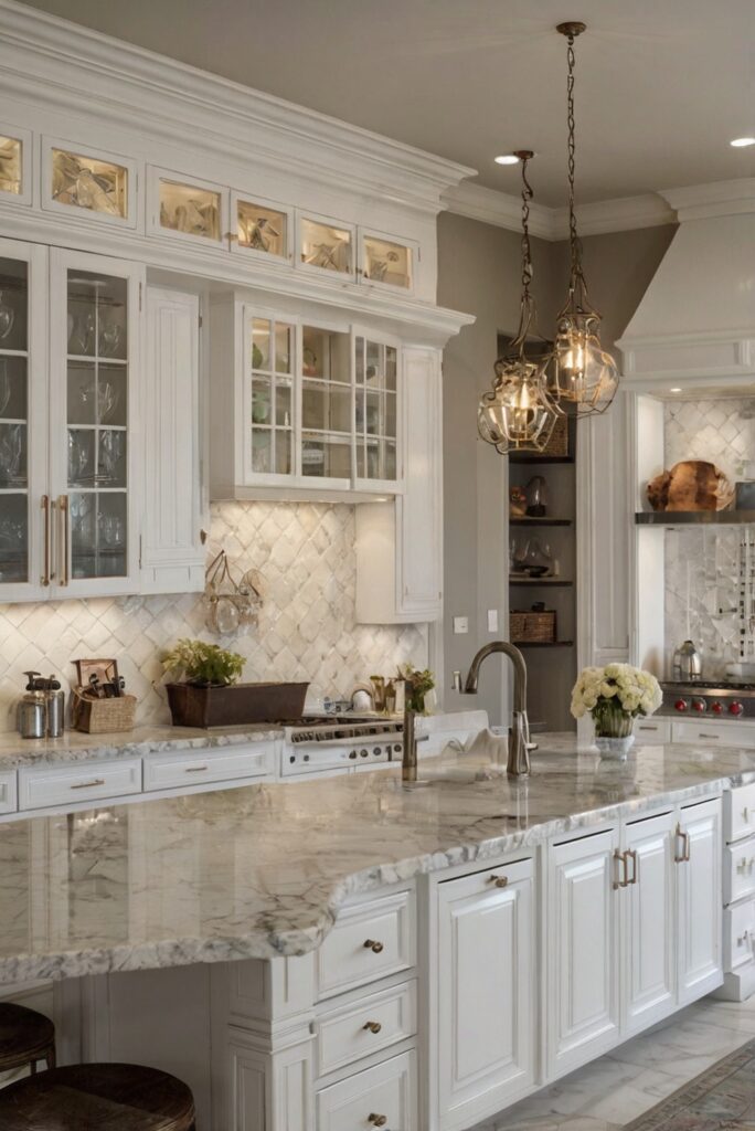 white dove cabinets, taj mahal quartzite countertops, timeless elegance, kitchen design, home decor, interior design, white kitchen cabinets