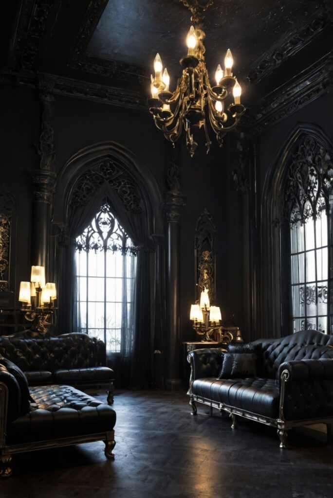 Gothic furniture, Modern Gothic design, Gothic home accessories, Gothic interior design, Elegant Gothic decor