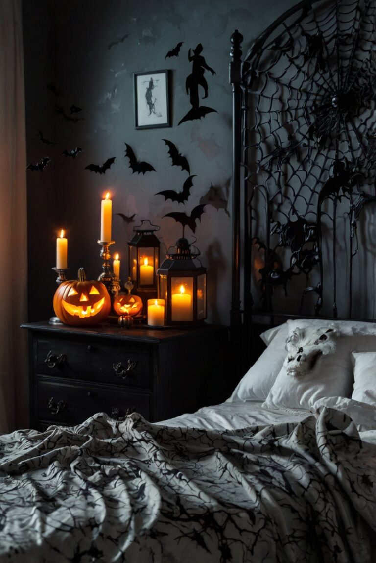 Halloween house decor, Scary room decorations, Spooky bedroom upgrade, Creepy home accessories, Haunted house improvement.