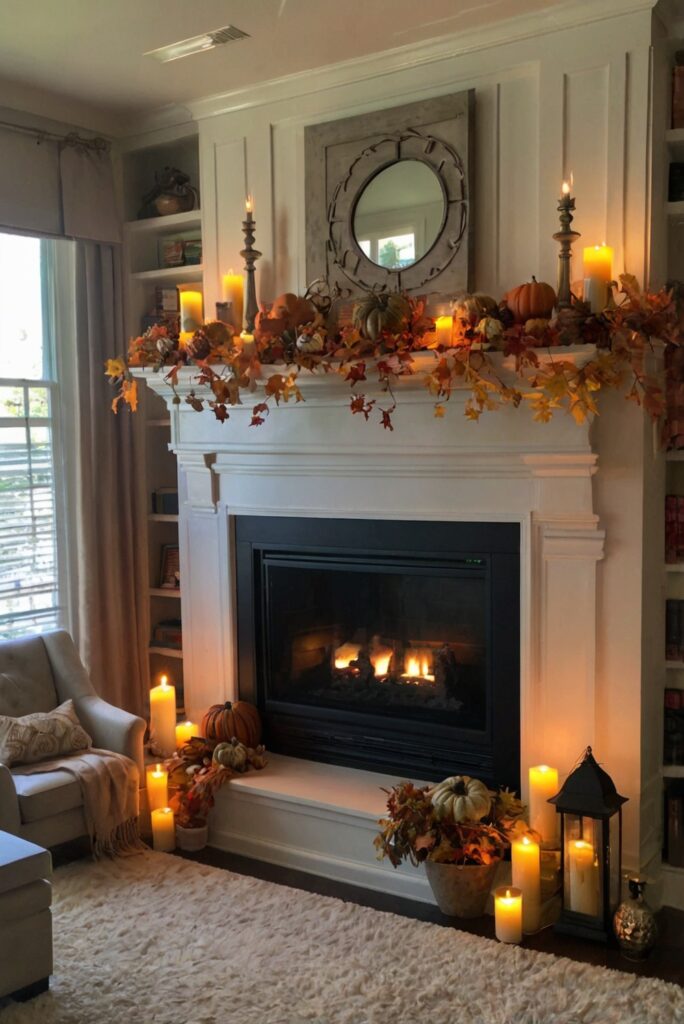 Fall Mantle Decor, Home Decor Ideas, Interior Design Tips, Seasonal Decorating, Living Room Inspiration