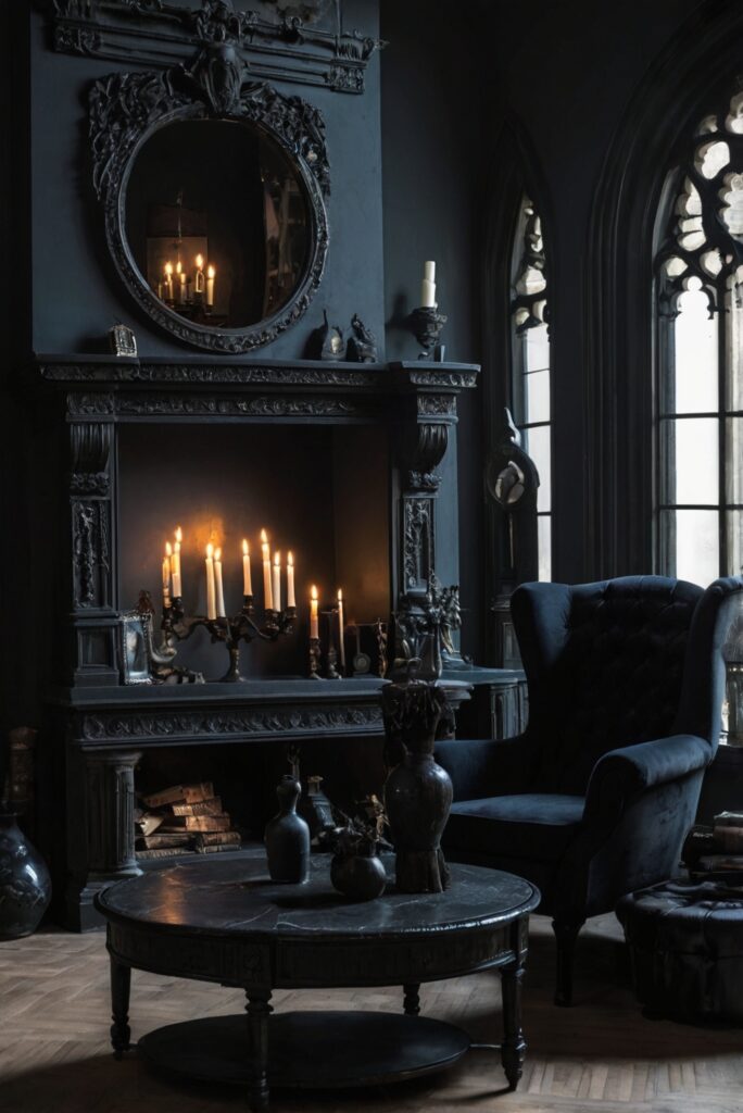 Modern Gothic Decor, Elegant Gothic Furniture, Gothic Home Accessories, Dark Victorian Design, Luxurious Gothic Interiors