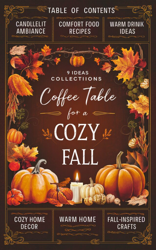 coffee table styling, fall home decor, cozy living room ideas, autumn interior design, elegant table centerpieces