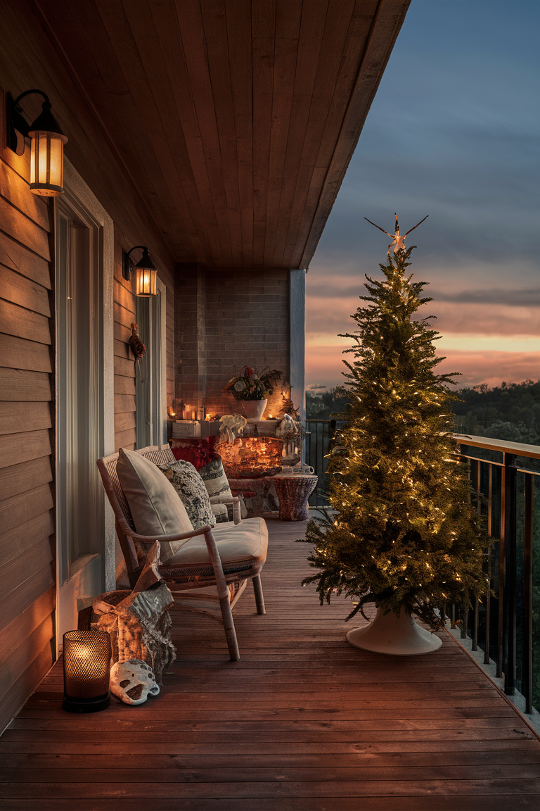 Festive balcony decorations, Christmas balcony lights, Balcony lighting ideas, Holiday balcony decor, Outdoor Christmas lighting