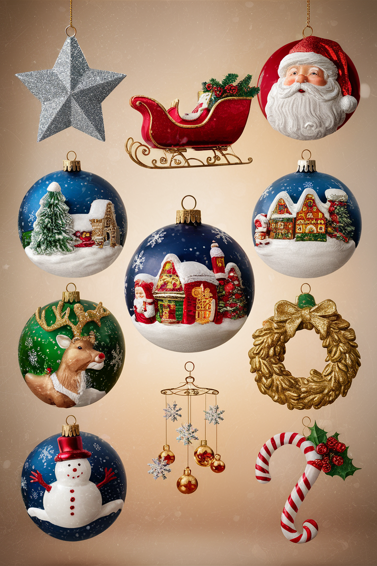 Creative ways to display ornaments, Ornament display ideas, Unique ornament display, Christmas ornament arrangement, DIY ornament display