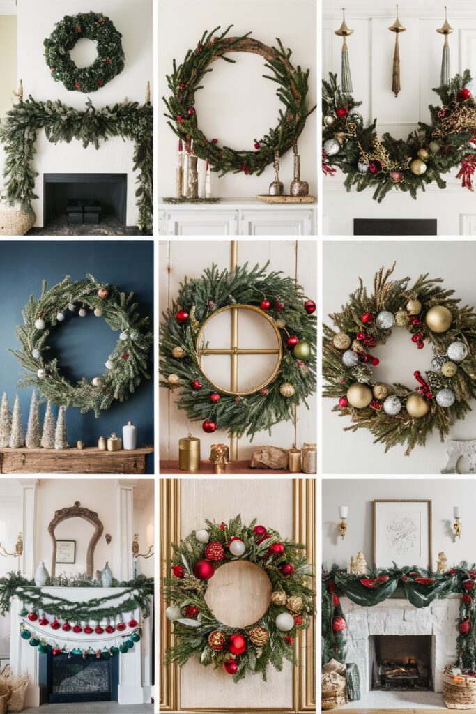 Mantel decoration ideas, Fireplace garland, Holiday mantel decor, Festive mantel garland, Christmas mantle decorations